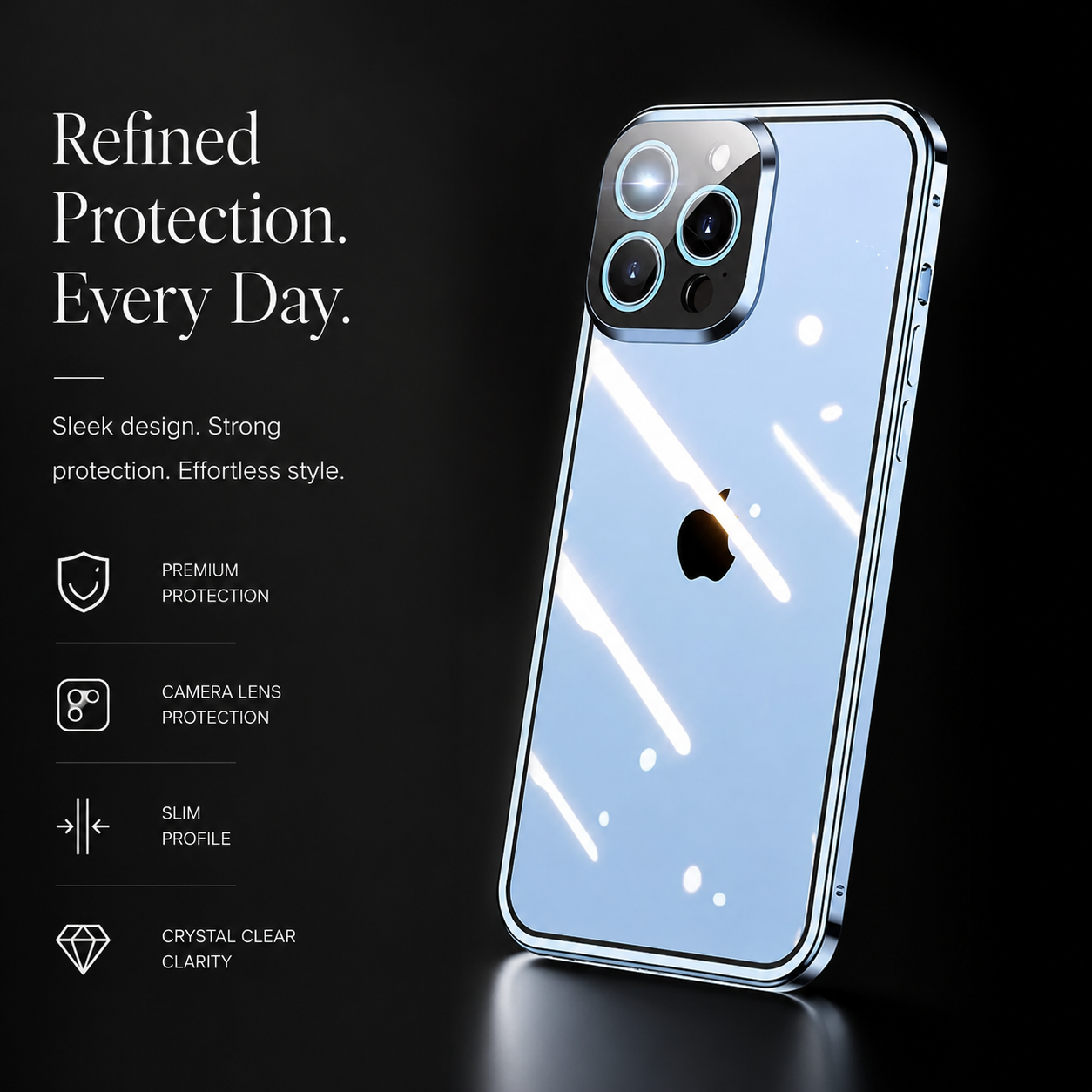 Premium iPhone Case MagSafe Compatible Double-Sided Tempered Glass Cover Metal Frame Full Protection