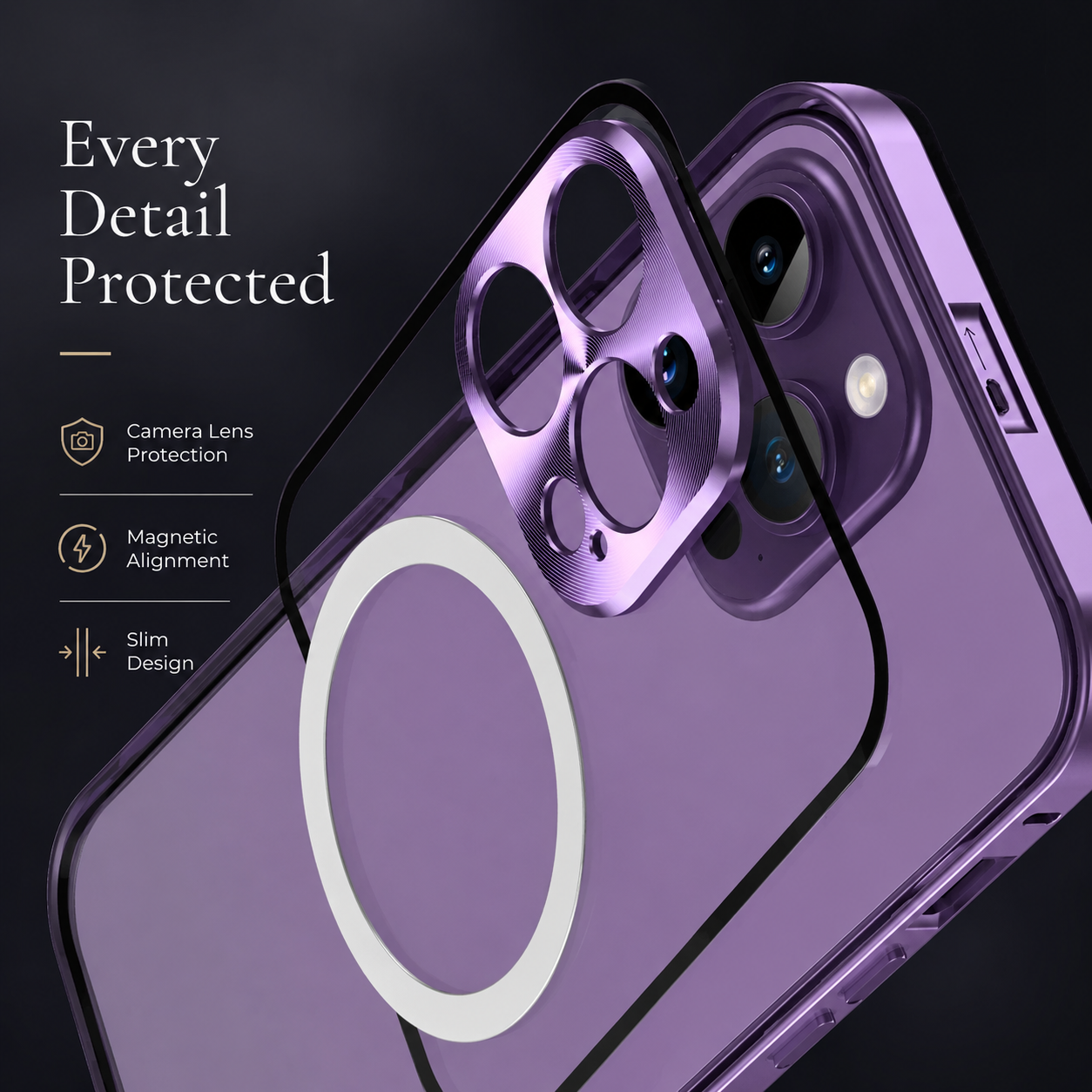 Premium iPhone Case MagSafe Compatible Double-Sided Tempered Glass Cover Metal Frame Ultra Thin Protection
