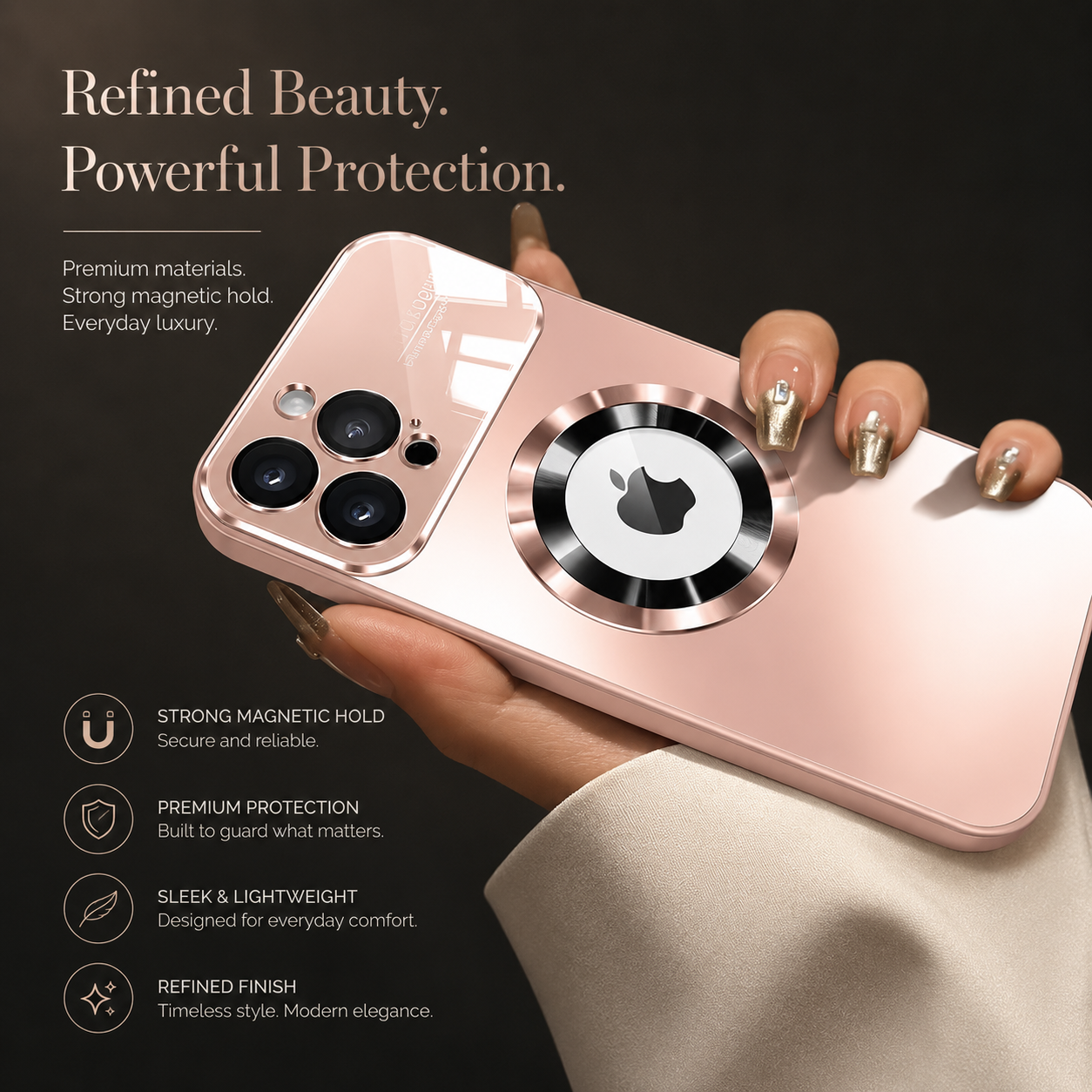 Premium iPhone Case MagSafe Compatible Electroplated Glass Magnetic Shockproof Cover Camera Lens Protection Slim Reflective Hard Back
