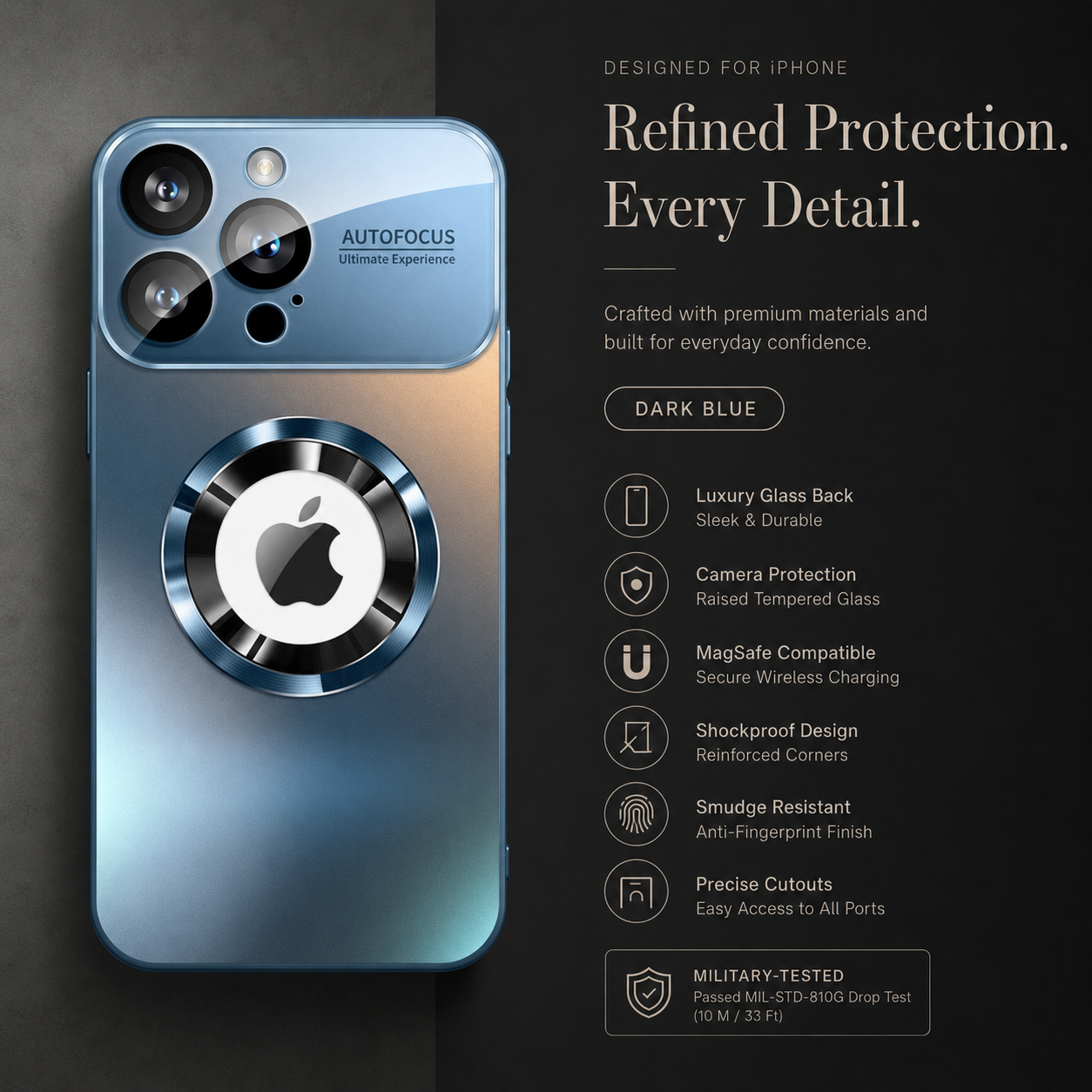 Premium iPhone Case MagSafe Compatible Electroplated Glass Magnetic Shockproof Cover Camera Lens Protection Slim Reflective Hard Back