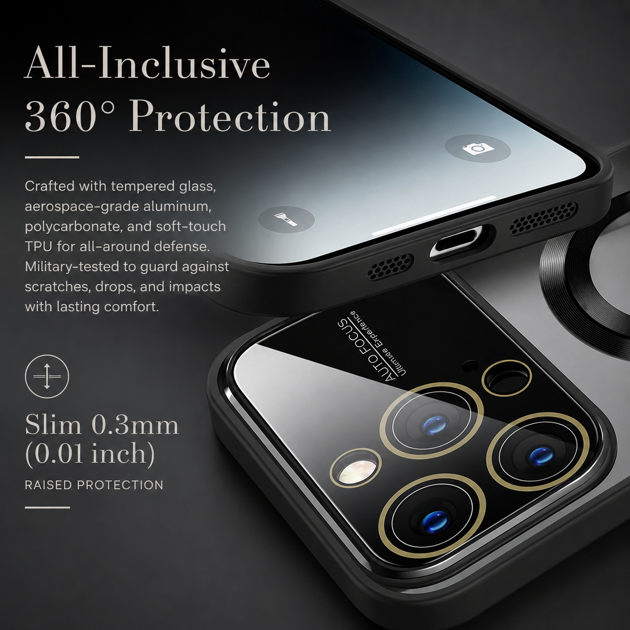 Premium iPhone Case MagSafe Compatible Electroplated Glass Magnetic Shockproof Cover Camera Lens Protection Slim Reflective Hard Back