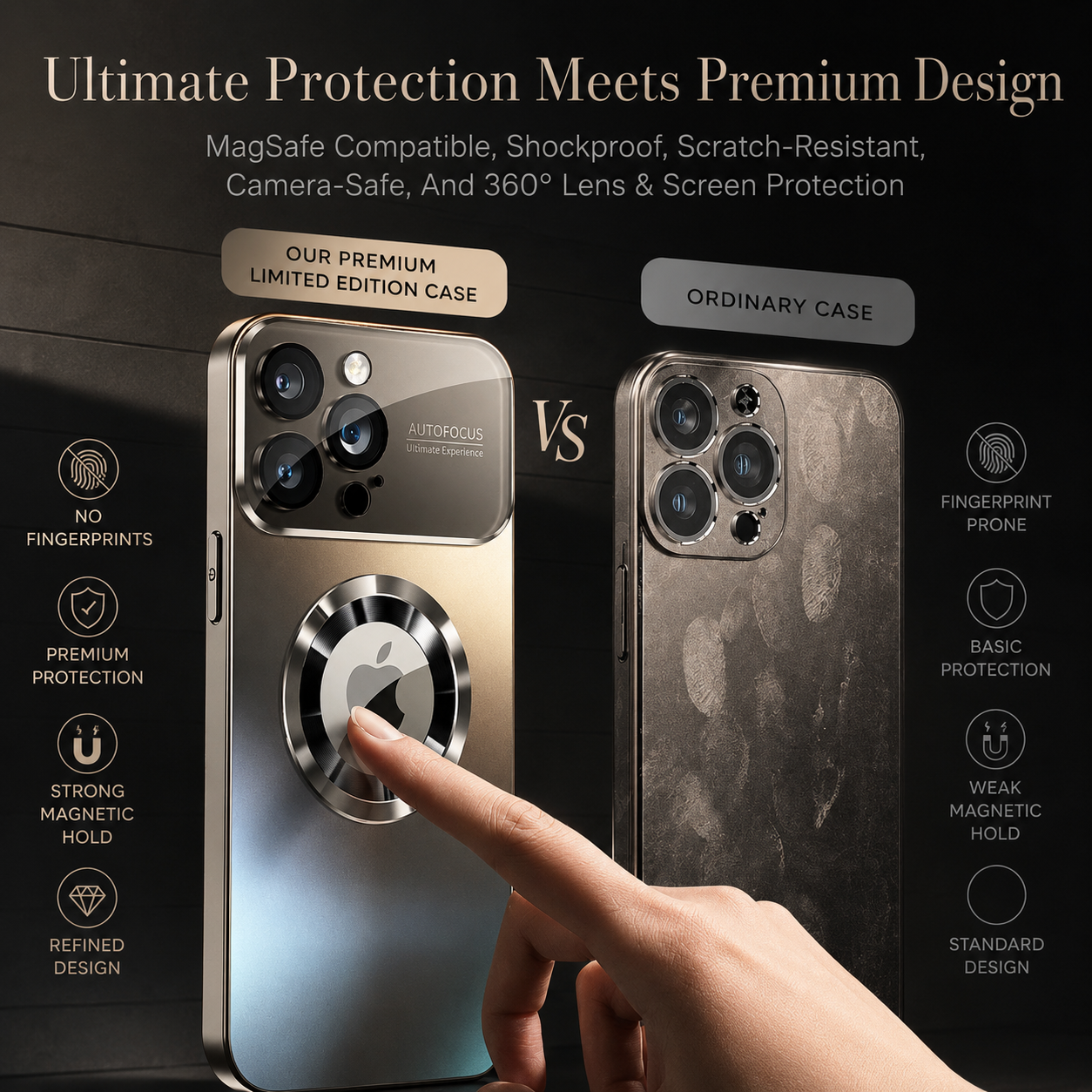 Premium iPhone Case MagSafe Compatible Electroplated Glass Magnetic Shockproof Cover Camera Lens Protection Slim Reflective Hard Back