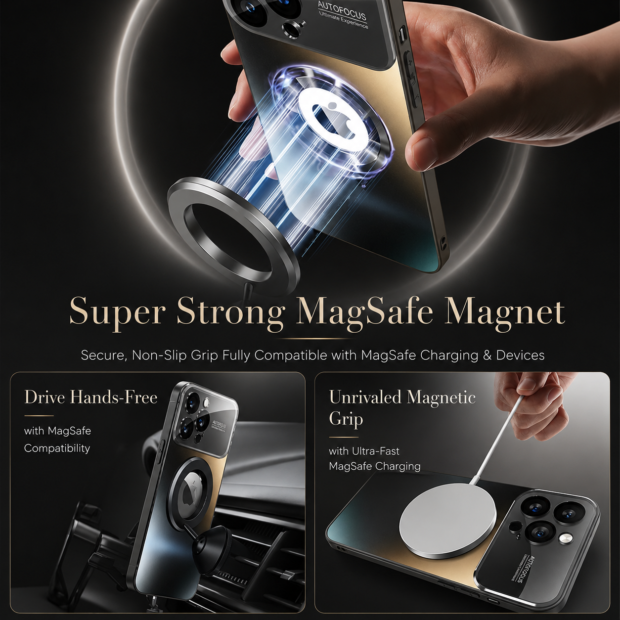 Premium iPhone Case MagSafe Compatible Electroplated Glass Magnetic Shockproof Cover Camera Lens Protection Slim Reflective Hard Back