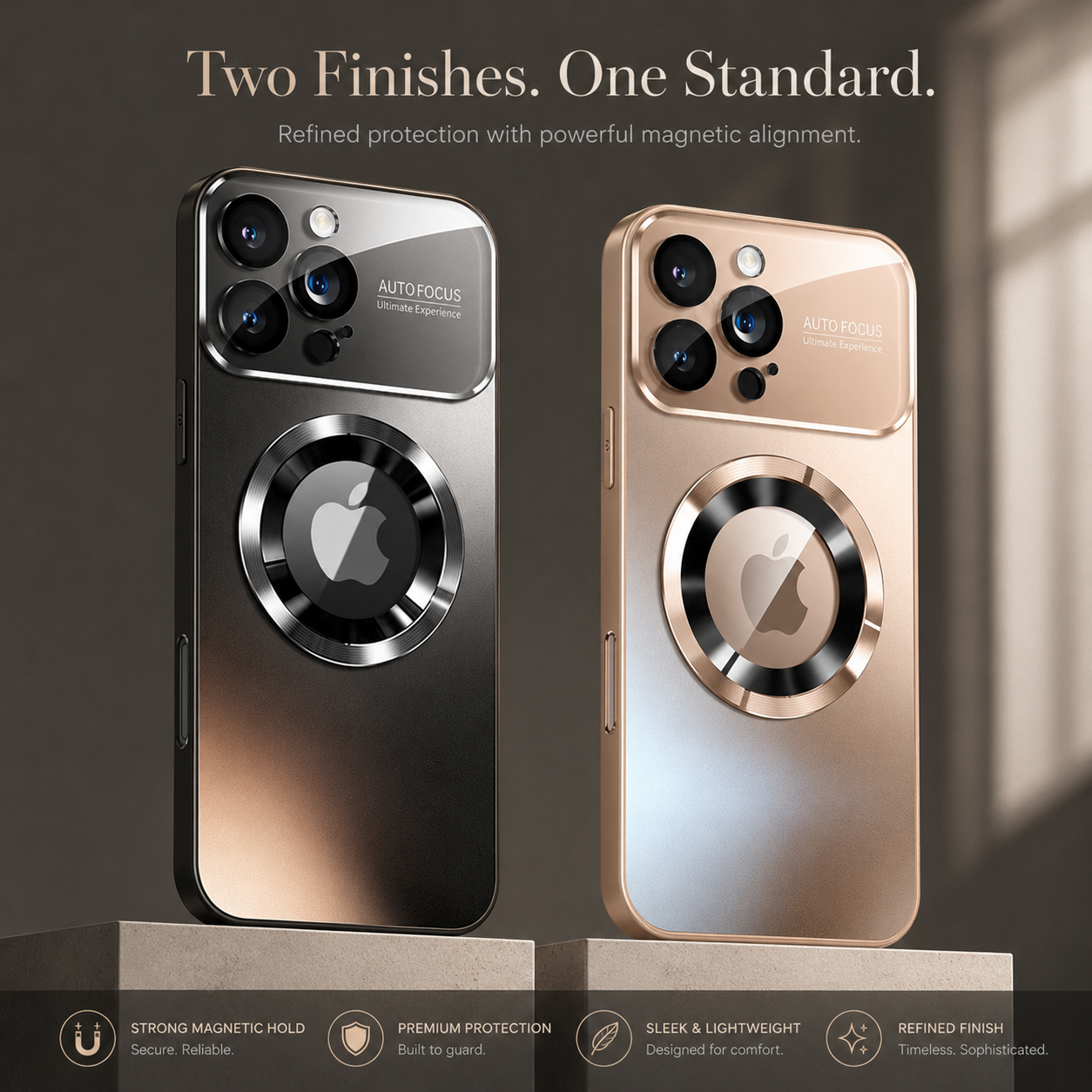 Premium iPhone Case MagSafe Compatible Electroplated Glass Magnetic Shockproof Cover Camera Lens Protection Slim Reflective Hard Back