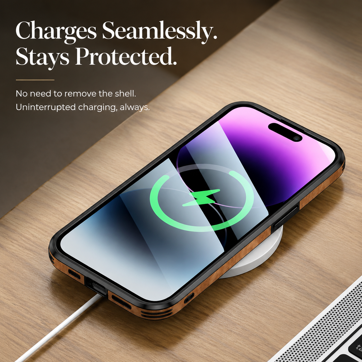Premium iPhone Case MagSafe Compatible Genuine Leather Cover Camera Protection Slim Design