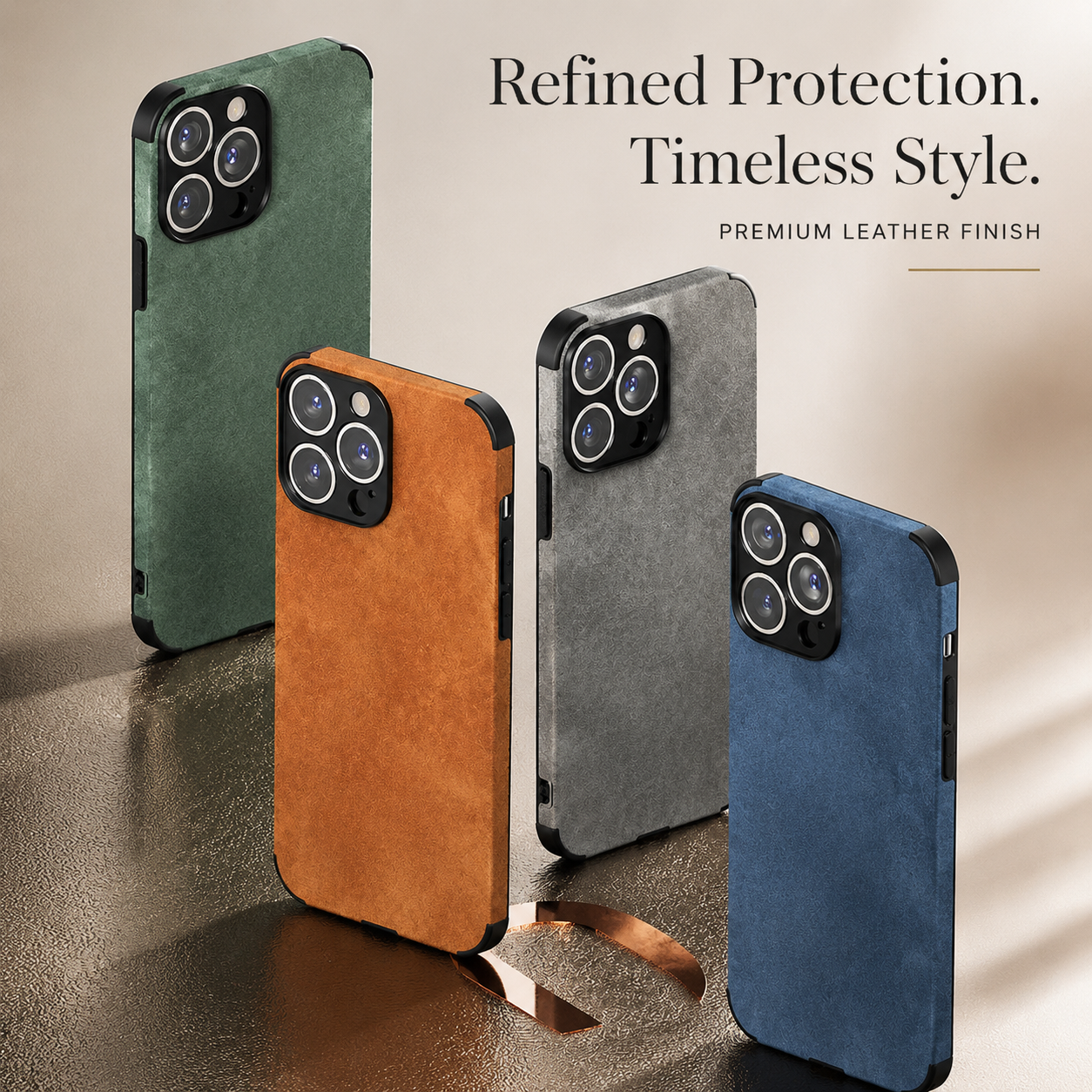Premium iPhone Case MagSafe Compatible Genuine Leather Cover Camera Protection Slim Design