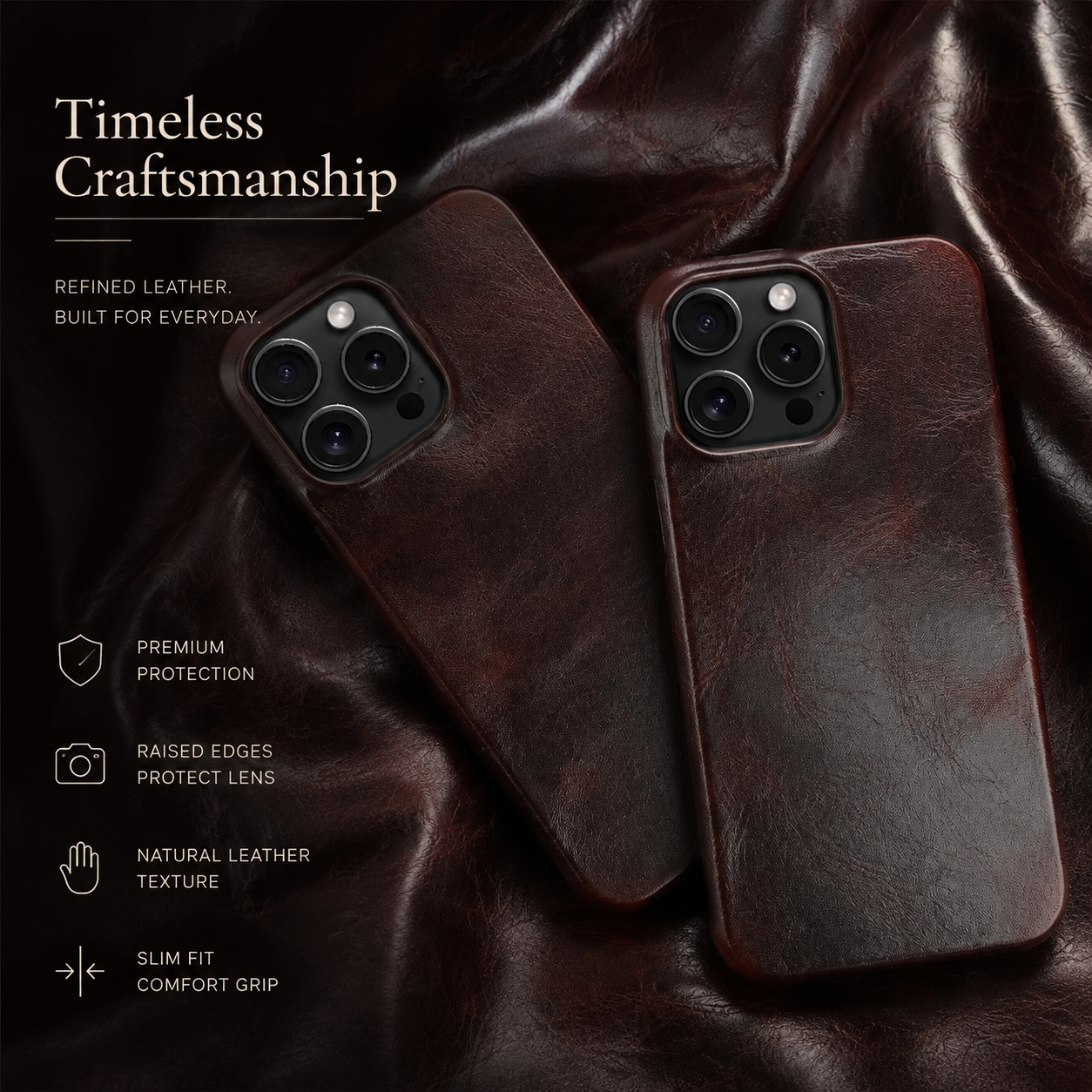 Premium iPhone Case MagSafe Compatible Genuine Leather Cover Carry Strap Shockproof Slim Protection