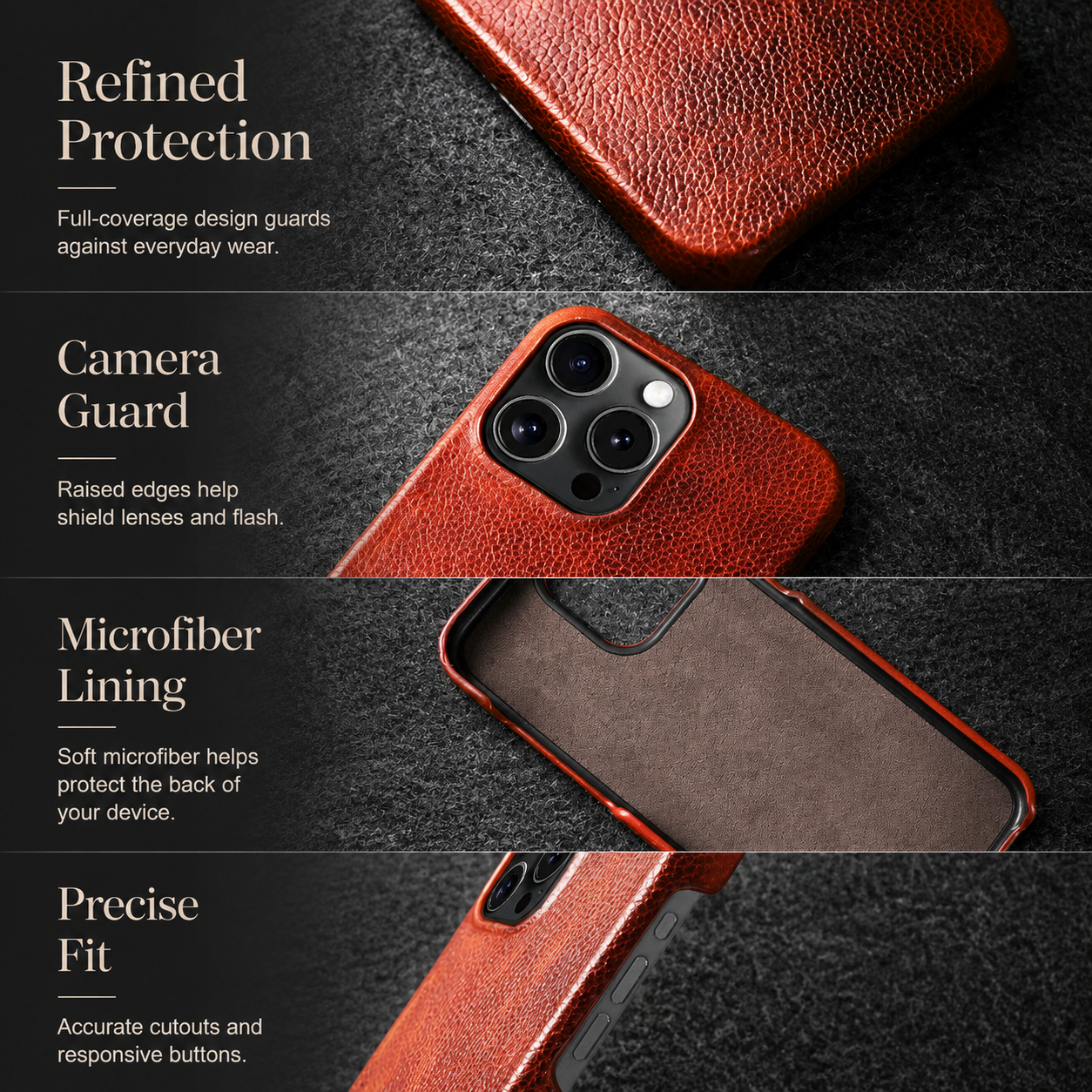 Premium iPhone Case MagSafe Compatible Genuine Leather Cover Carry Strap Shockproof Slim Protection