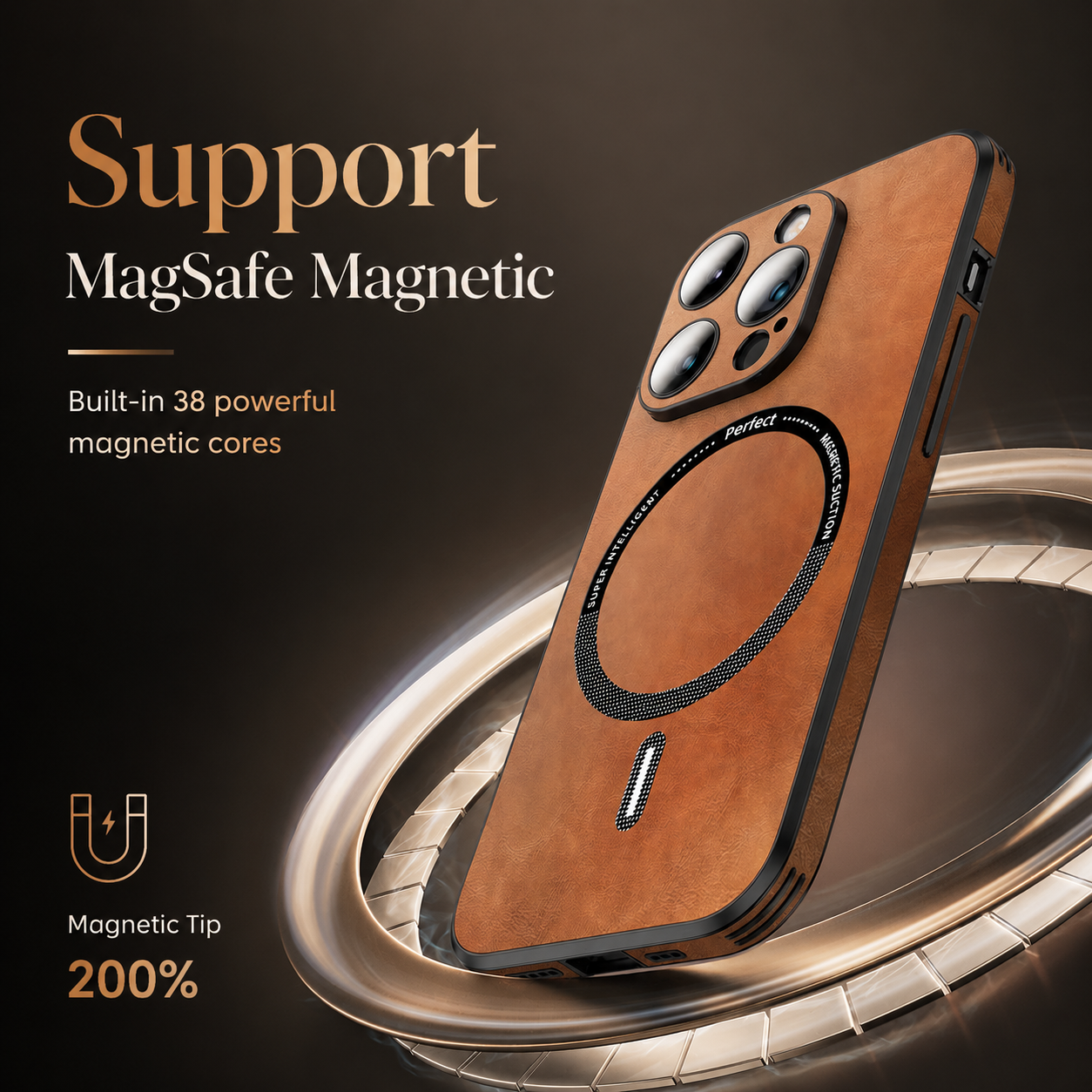 Premium iPhone Case MagSafe Compatible Genuine Leather Cover Shockproof Slim Protection