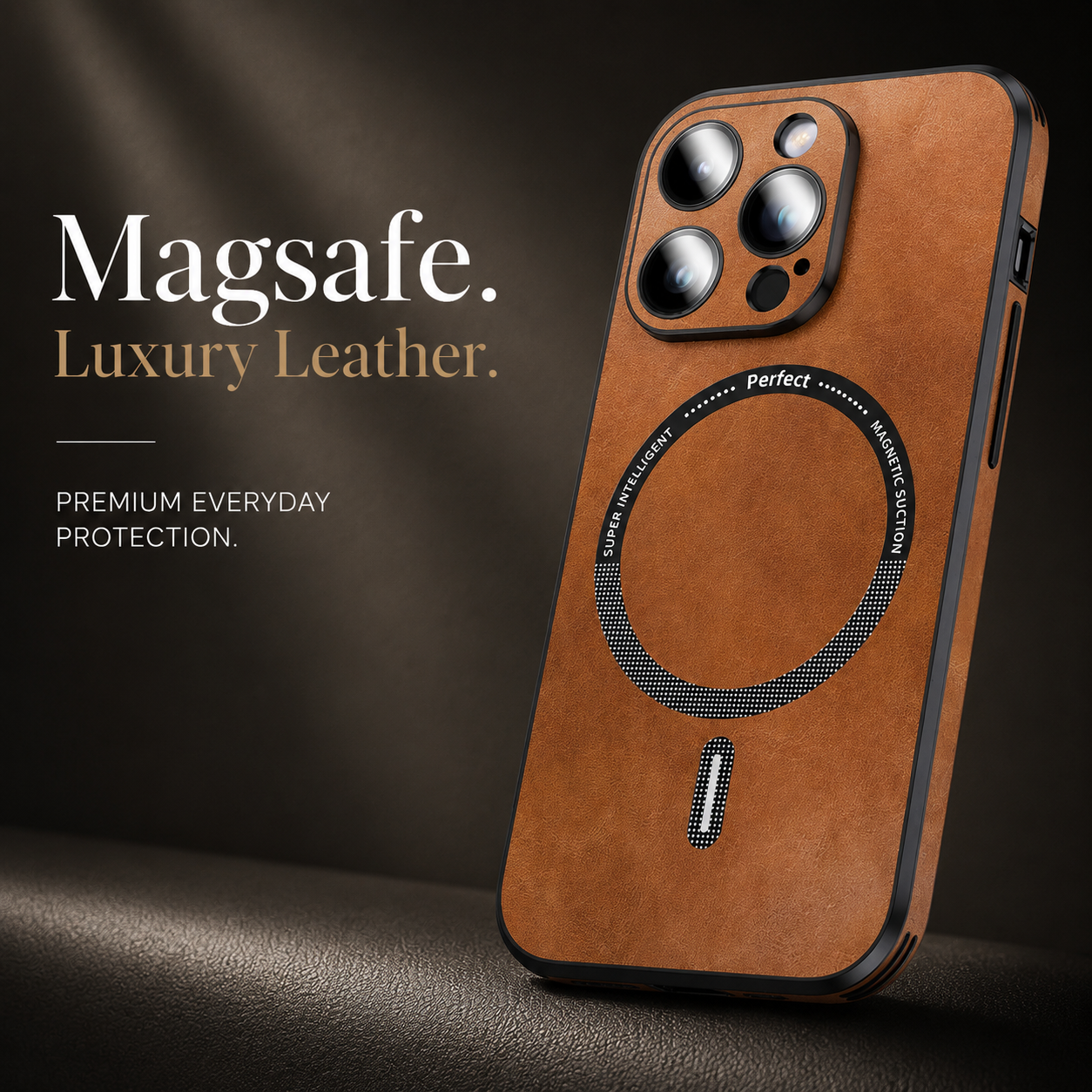 Premium iPhone Case MagSafe Compatible Genuine Leather Cover Shockproof Slim Protection