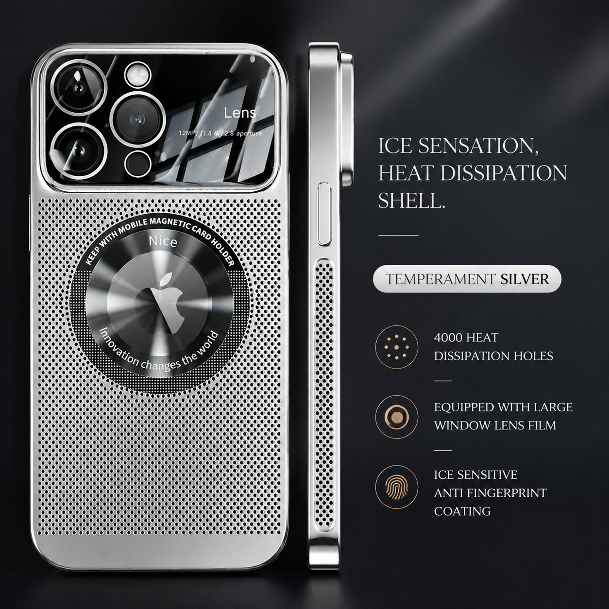Premium iPhone Case MagSafe Compatible Heat Dissipation Metal Frame Cover Shockproof Protection