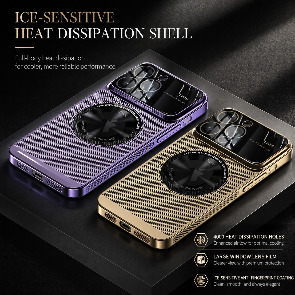 Premium iPhone Case MagSafe Compatible Heat Dissipation Metal Frame Cover Shockproof Protection