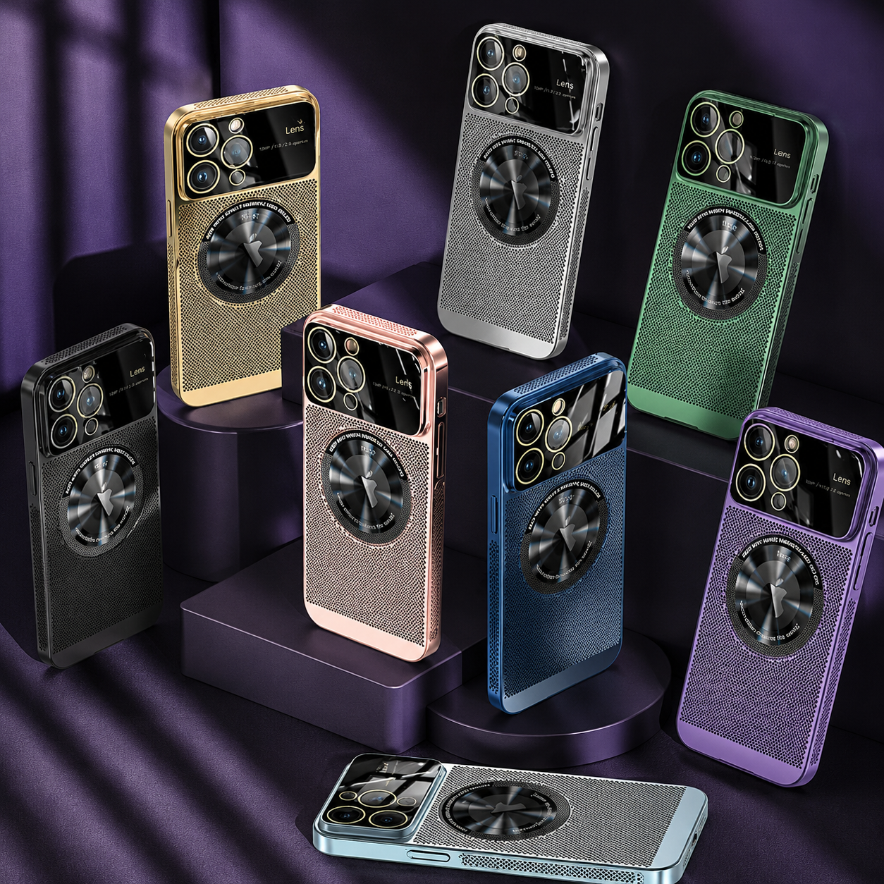 Premium iPhone Case MagSafe Compatible Heat Dissipation Metal Frame Cover Shockproof Protection