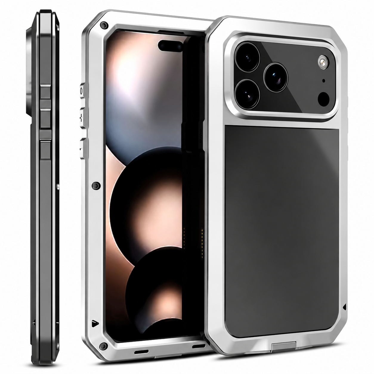 Premium iPhone Case MagSafe Compatible Heavy Duty Metal Cover Built-In Glass Screen Protection