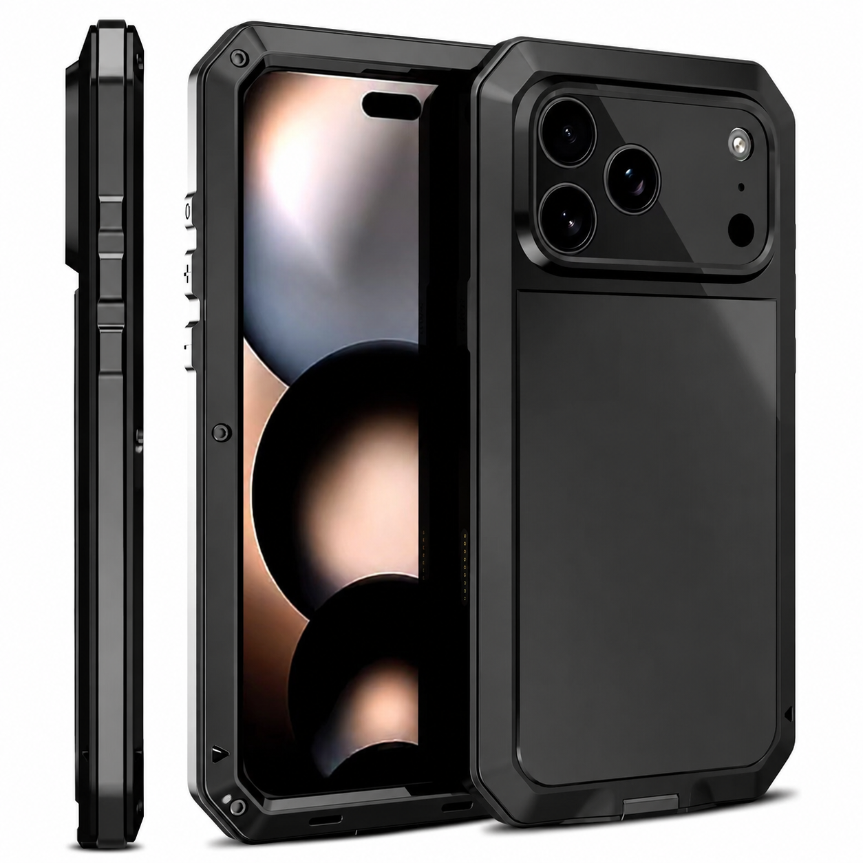 Premium iPhone Case MagSafe Compatible Heavy Duty Metal Cover Built-In Glass Screen Protection