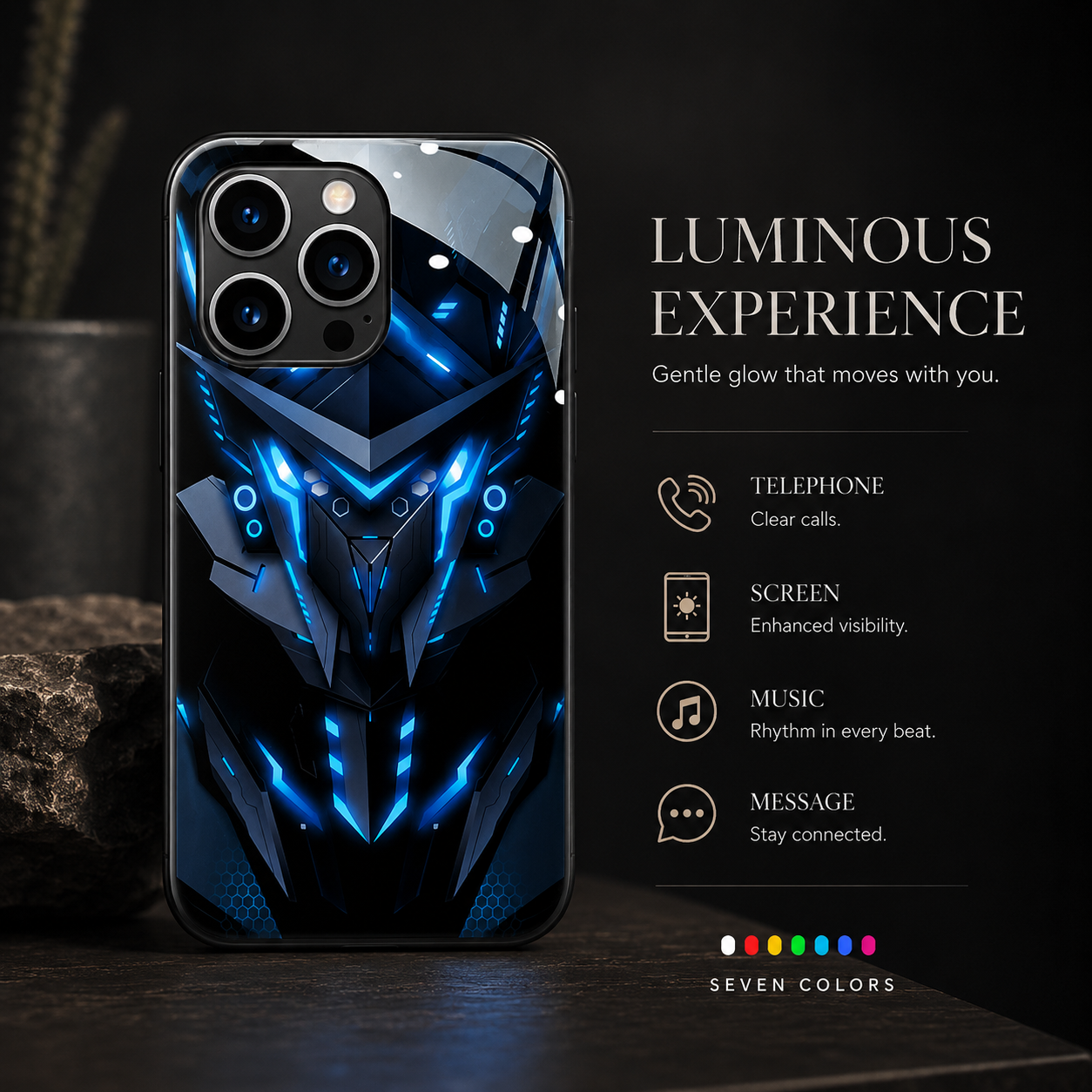 Premium iPhone Case MagSafe Compatible LED Notification Light Cover Mecha Shockproof Protection