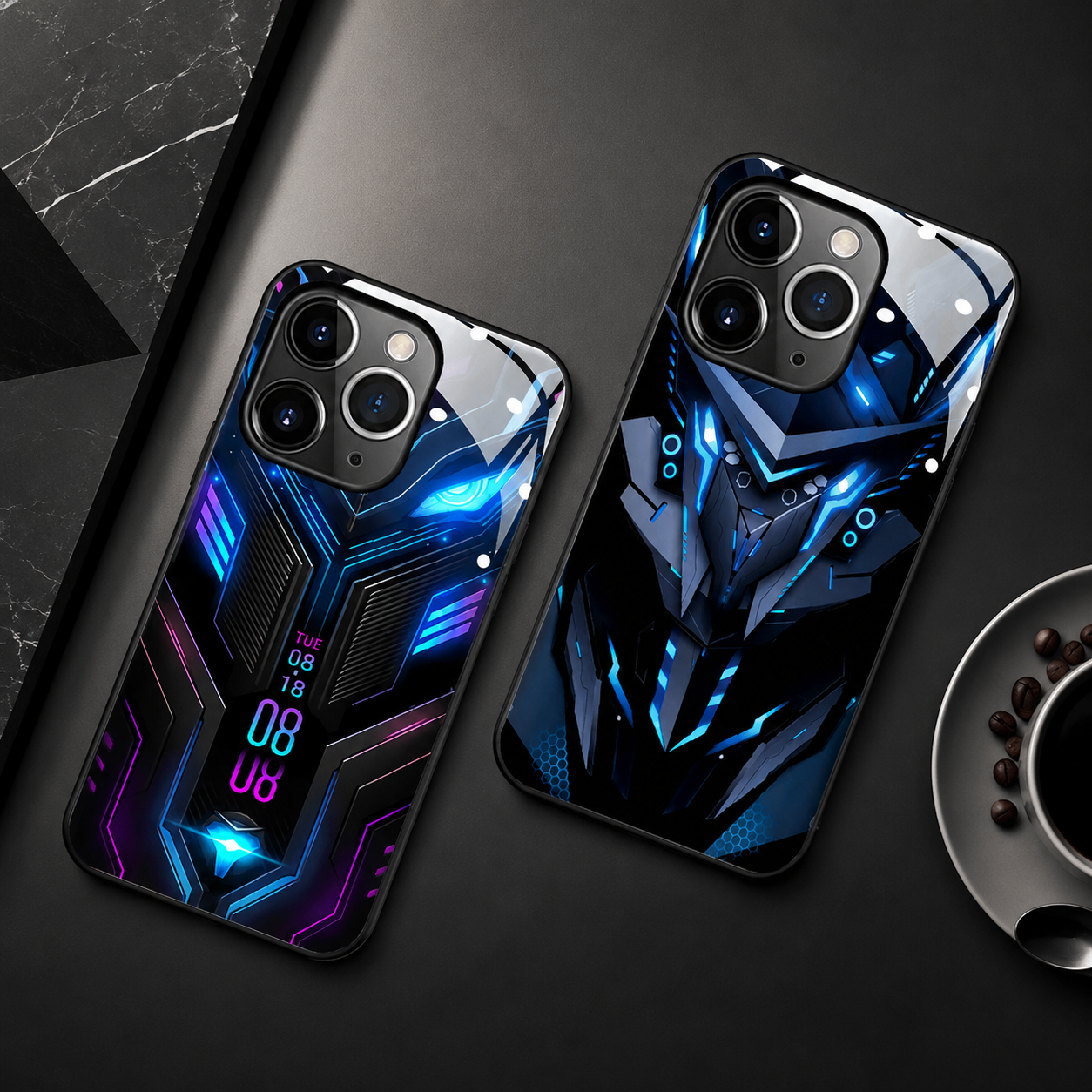 Premium iPhone Case MagSafe Compatible LED Notification Light Cover Mecha Shockproof Protection