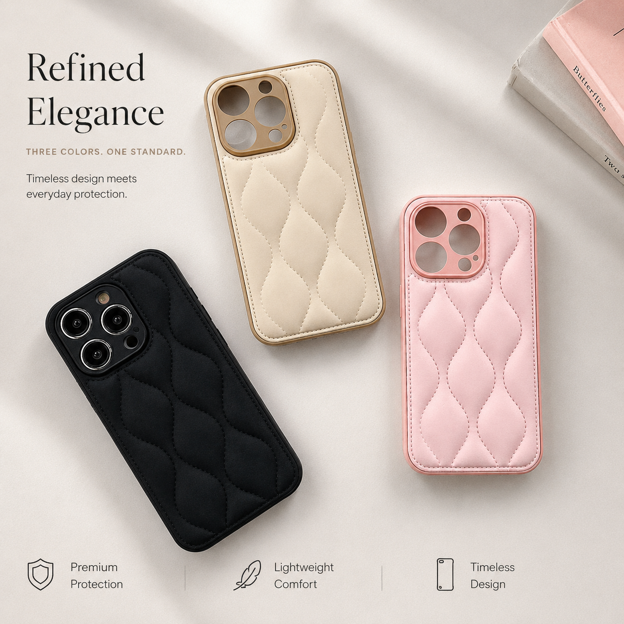 Premium iPhone Case MagSafe Compatible Leather 3D Wave Texture Cover Shockproof Slim Protection