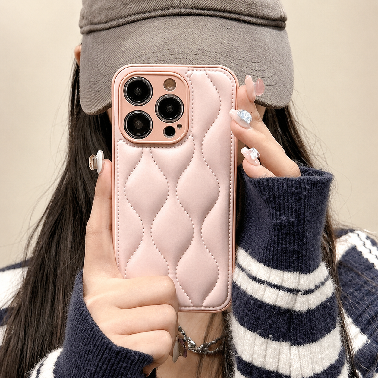 Premium iPhone Case MagSafe Compatible Leather 3D Wave Texture Cover Shockproof Slim Protection