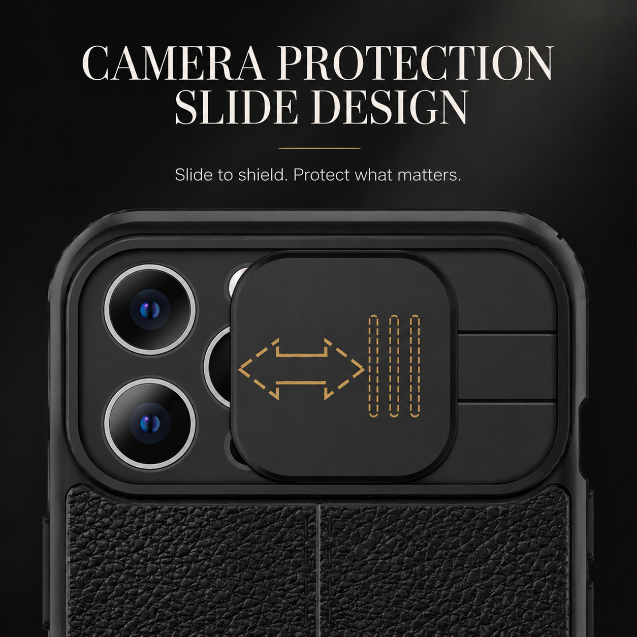 Premium iPhone Case MagSafe Compatible Leather Texture Cover Sliding Camera Protection