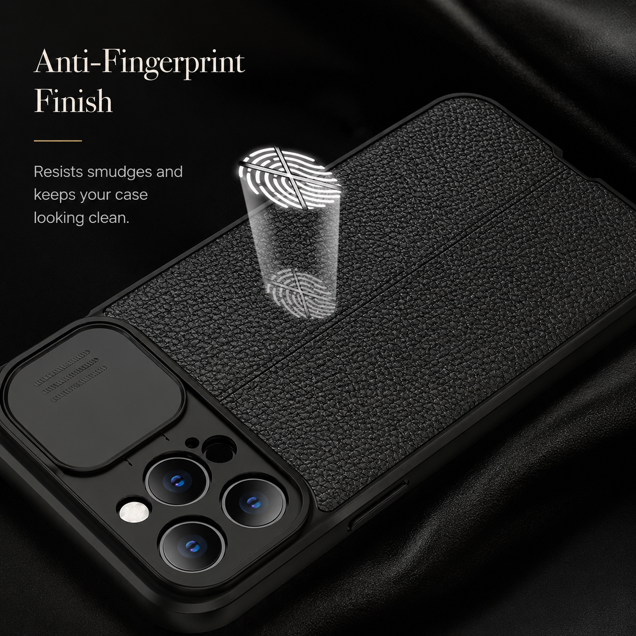 Premium iPhone Case MagSafe Compatible Leather Texture Cover Sliding Camera Protection