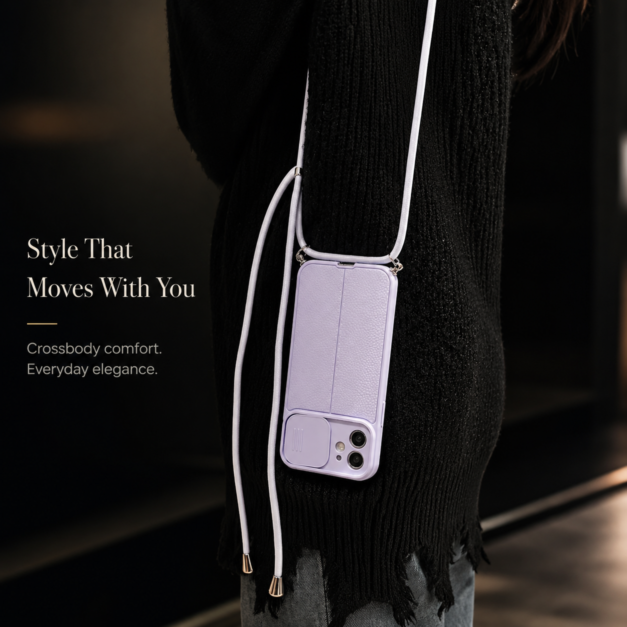 Premium iPhone Case MagSafe Compatible Leather Texture Cover Sliding Camera Protection