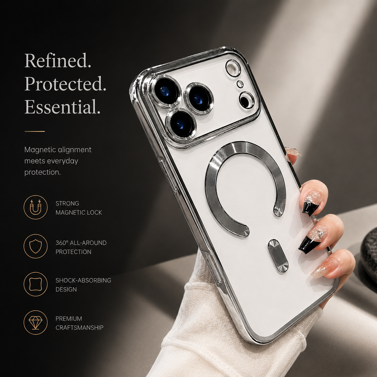 Premium iPhone Case MagSafe Compatible Magnetic Plating Cover Shockproof Clear Back Protective Bumper Case