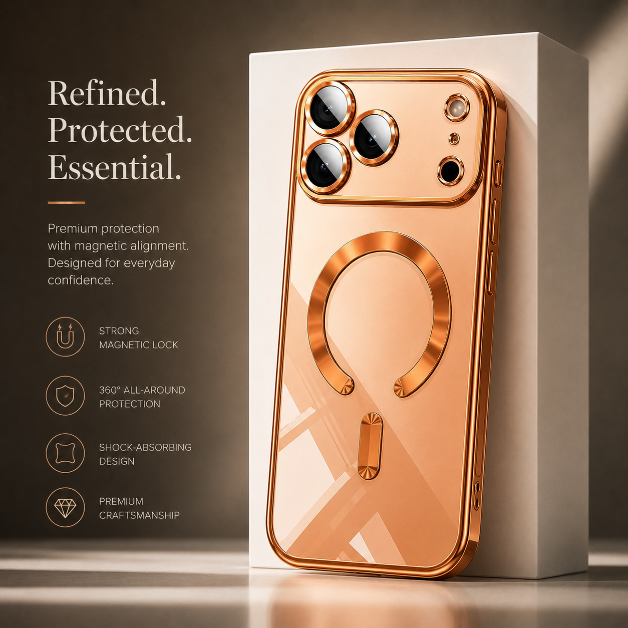 Premium iPhone Case MagSafe Compatible Magnetic Plating Cover Shockproof Clear Back Protective Bumper Case