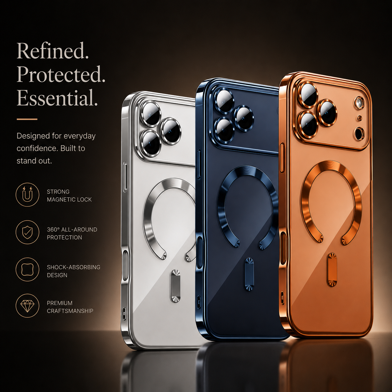 Premium iPhone Case MagSafe Compatible Magnetic Plating Cover Shockproof Clear Back Protective Bumper Case