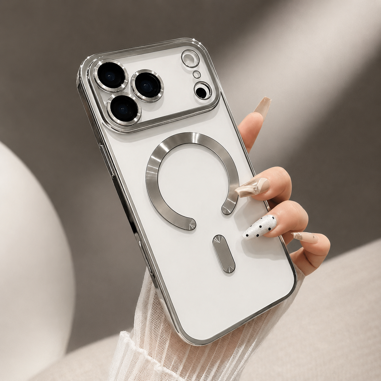 Premium iPhone Case MagSafe Compatible Magnetic Plating Cover Shockproof Clear Back Protective Bumper Case