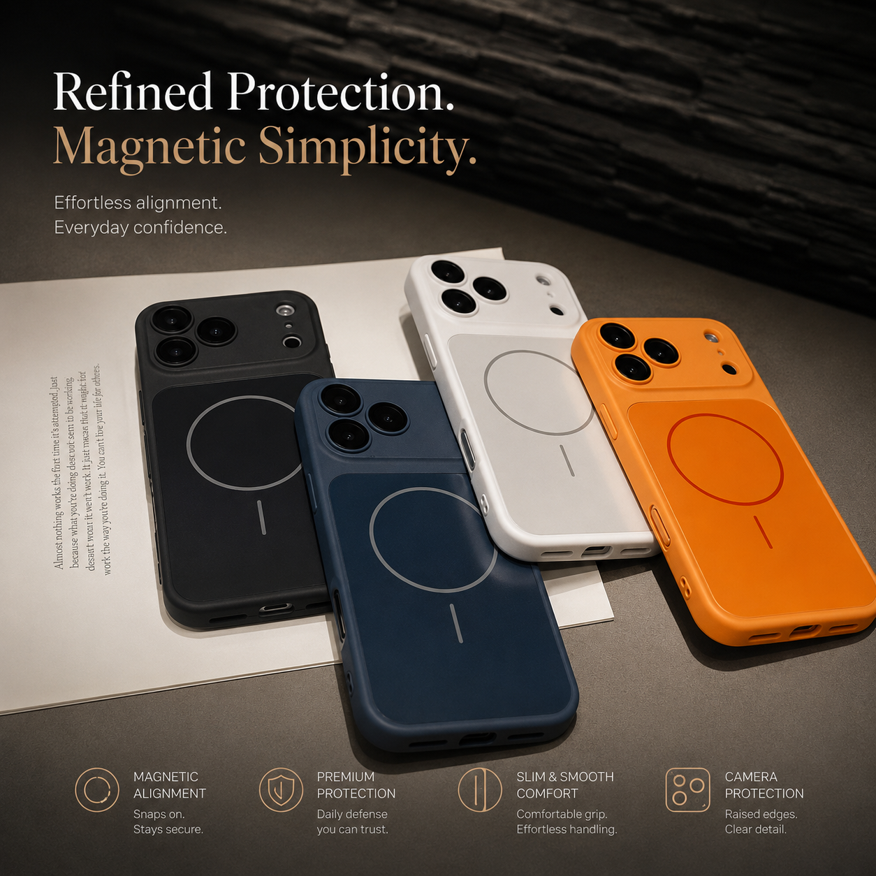 Premium iPhone Case MagSafe Compatible Matte Protective Cover Shockproof PC Back Glass Camera Lens Protection