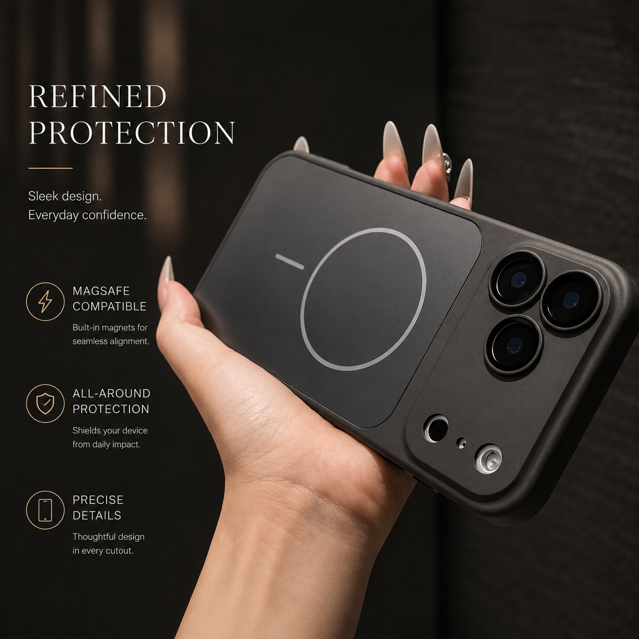 Premium iPhone Case MagSafe Compatible Matte Protective Cover Shockproof PC Back Glass Camera Lens Protection