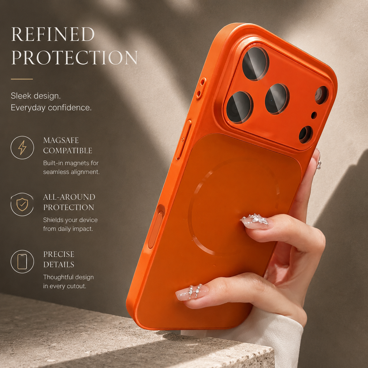 Premium iPhone Case MagSafe Compatible Matte Protective Cover Shockproof PC Back Glass Camera Lens Protection