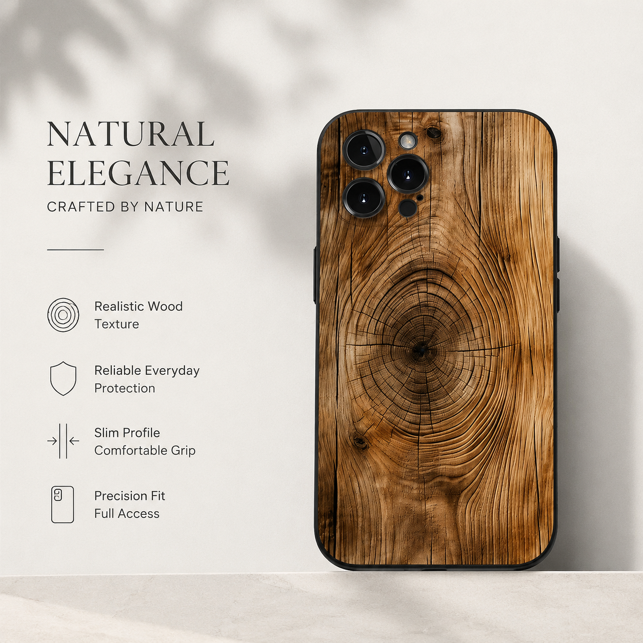 Premium iPhone Case MagSafe Compatible Natural Wood Cover Shockproof TPU Bumper Ultra Thin Protection