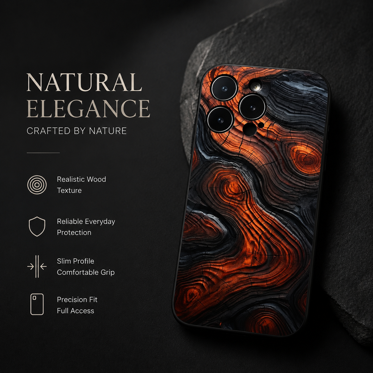 Premium iPhone Case MagSafe Compatible Natural Wood Cover Shockproof TPU Bumper Ultra Thin Protection