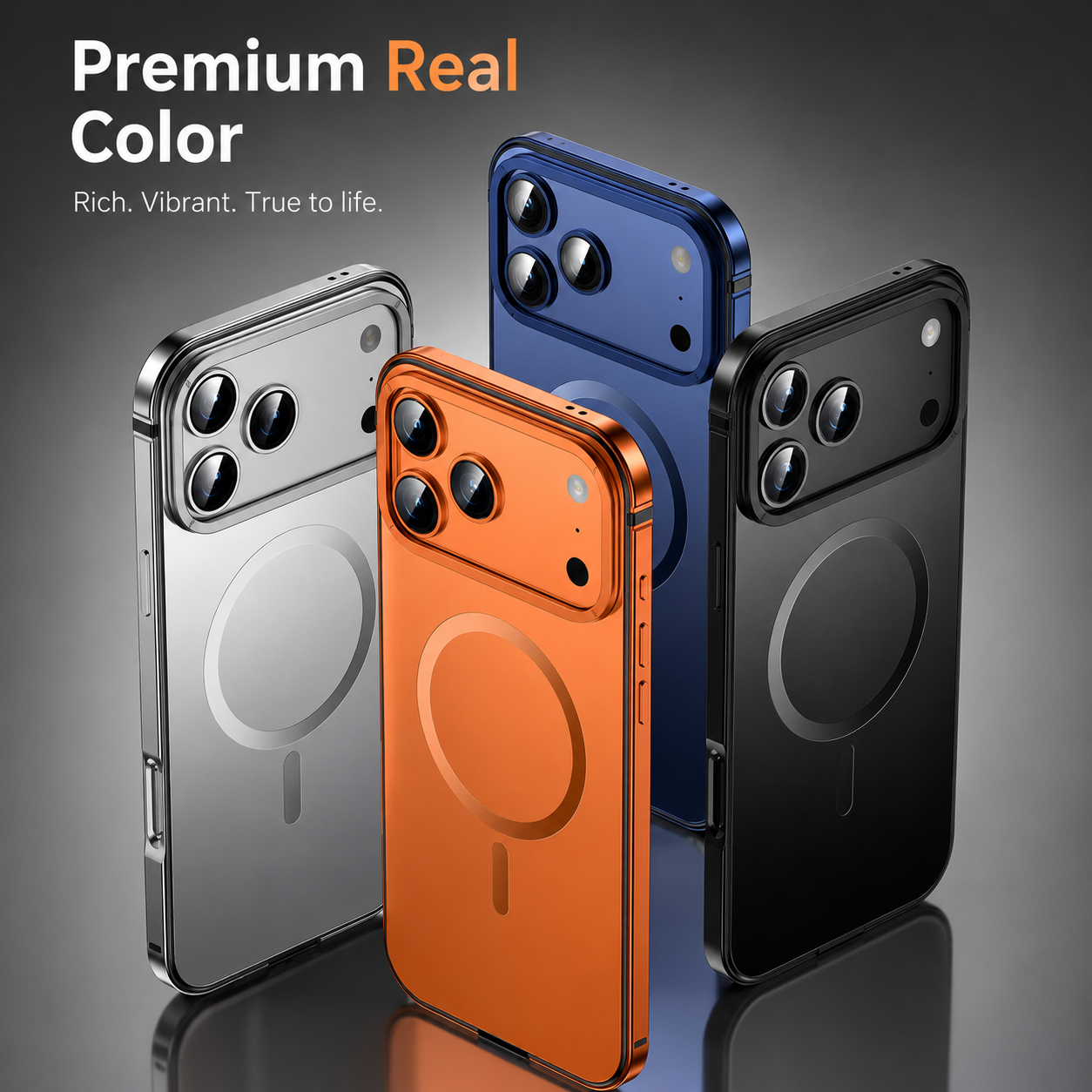 Premium iPhone Case MagSafe Compatible Orange Aluminum Alloy Cover Shockproof Matte Protection
