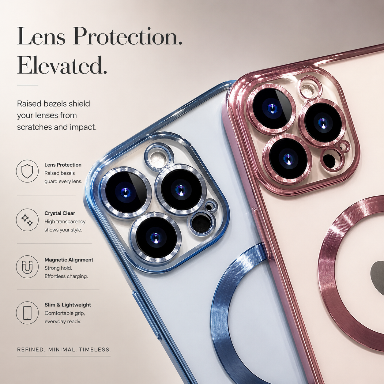 Premium iPhone Case MagSafe Compatible Plating Frame TPU Protective Cover Shockproof Slim Durable Finish