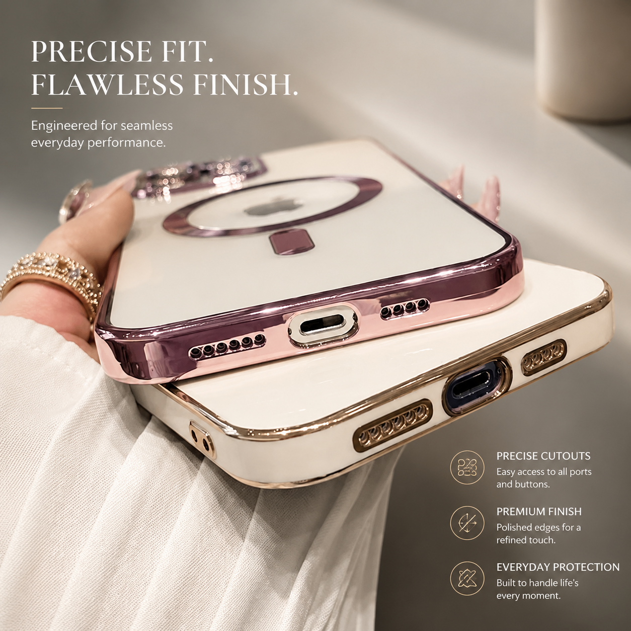Premium iPhone Case MagSafe Compatible Plating Frame TPU Protective Cover Shockproof Slim Durable Finish