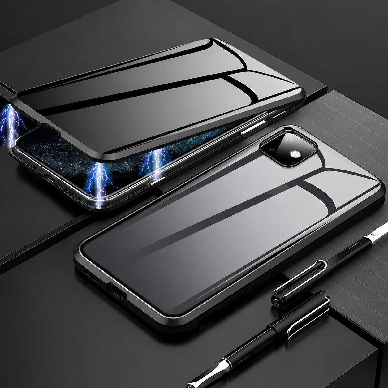 Premium iPhone Case MagSafe Compatible Privacy Screen Tempered Glass Cover Full Protection