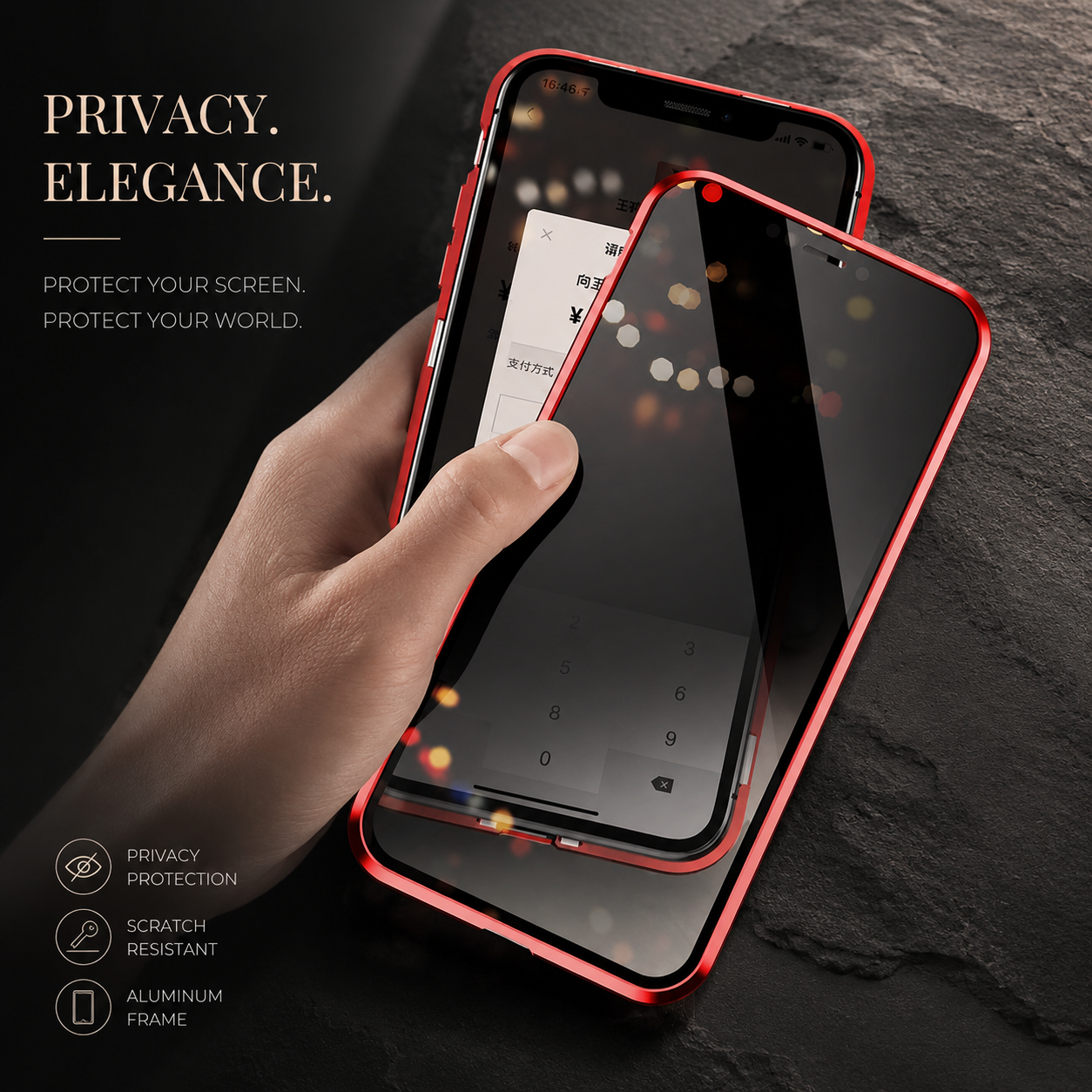 Premium iPhone Case MagSafe Compatible Privacy Screen Tempered Glass Cover Full Protection