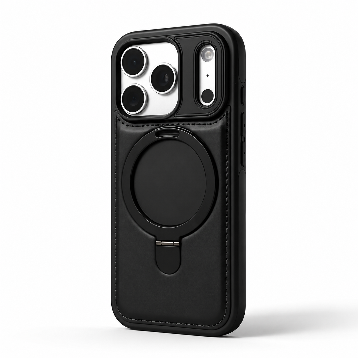 Premium iPhone Case MagSafe Compatible Retro Leather Protective Cover Invisible Kickstand Shockproof Slim Business Full Coverage