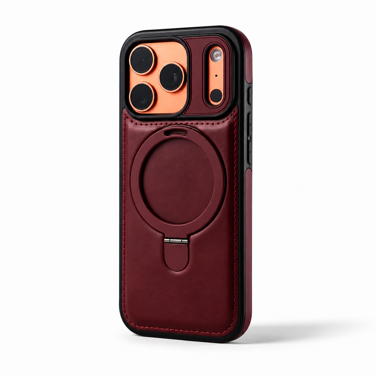 Premium iPhone Case MagSafe Compatible Retro Leather Protective Cover Invisible Kickstand Shockproof Slim Business Full Coverage