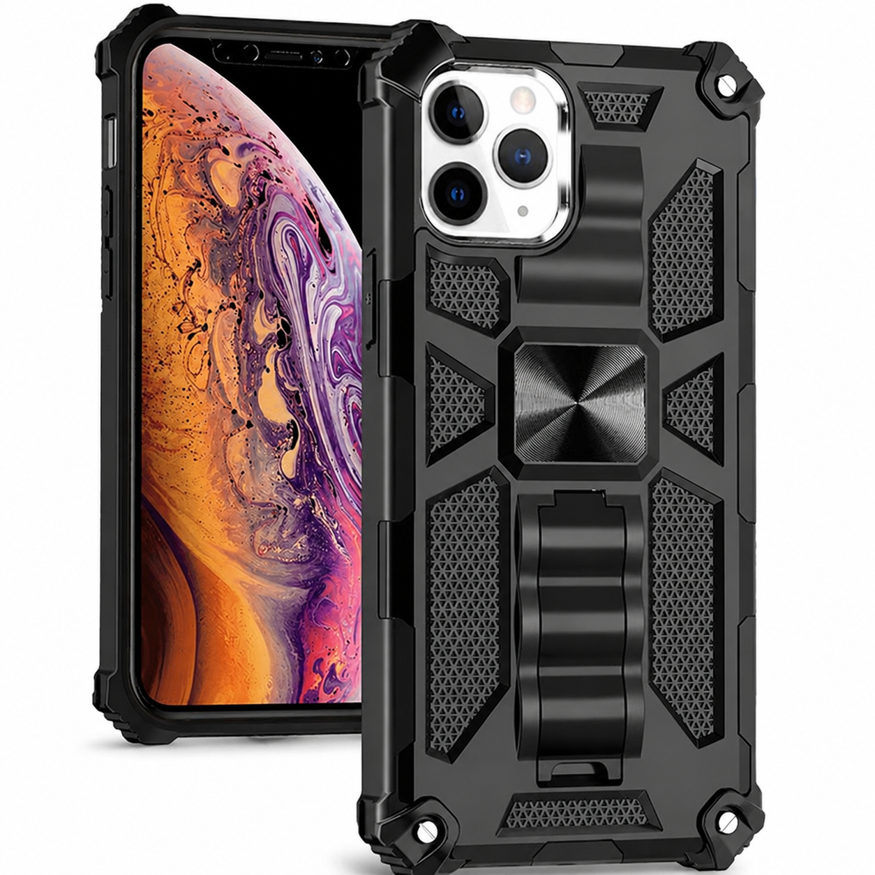 Premium iPhone Case MagSafe Compatible Rugged Armor Camouflage Cover Kickstand Protection