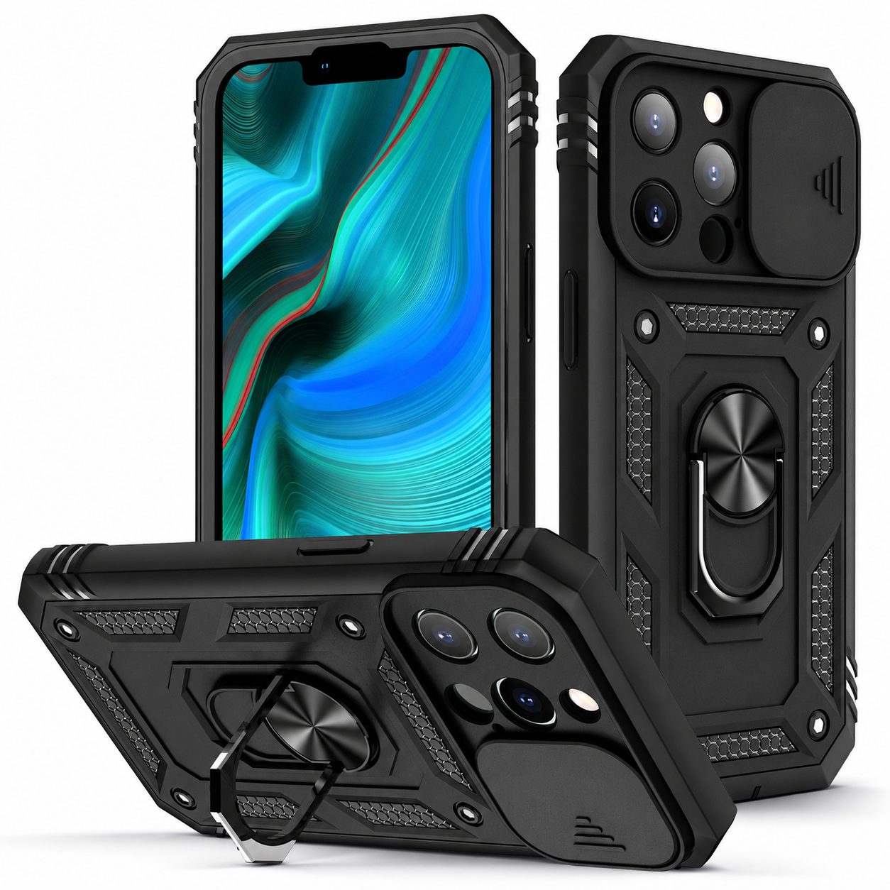 Premium iPhone Case MagSafe Compatible Rugged Armor Card Holder Cover Kickstand Protection
