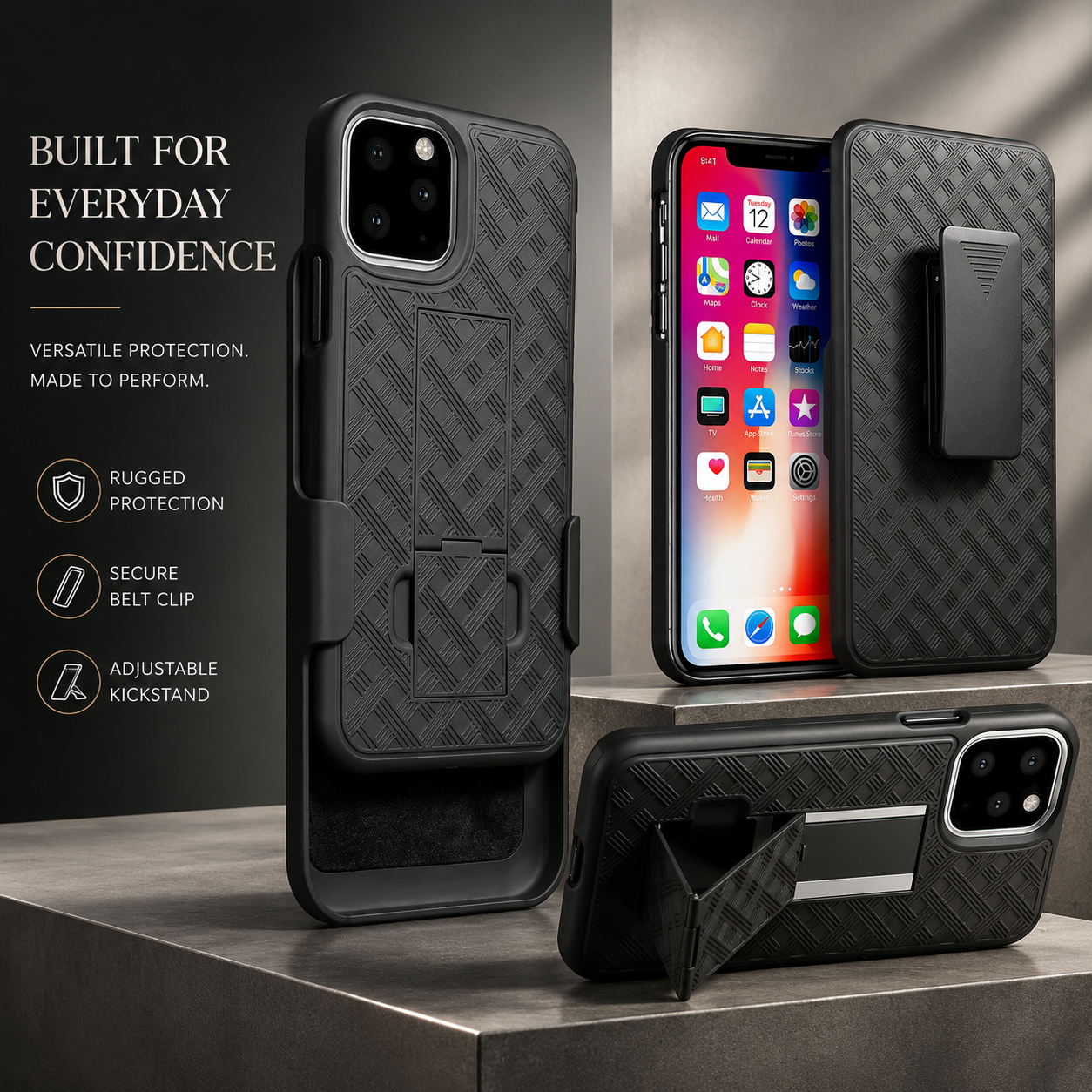 Premium iPhone Case MagSafe Compatible Rugged Armor Holster Cover Kickstand Protection
