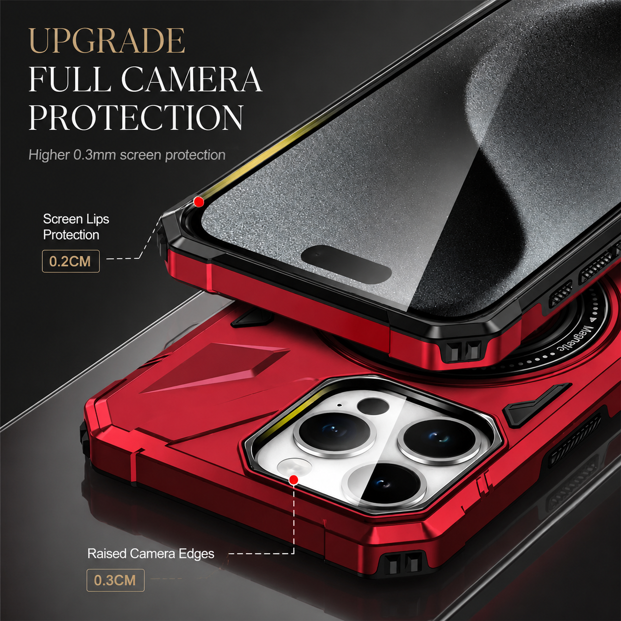 Premium iPhone Case MagSafe Compatible Rugged Armor Ring Stand Cover Shockproof Protection
