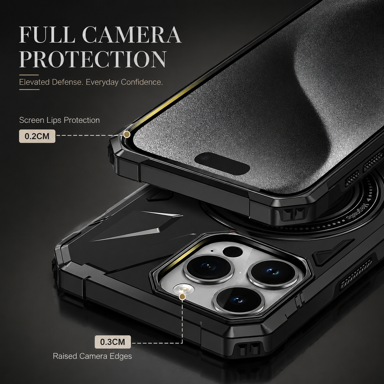 Premium iPhone Case MagSafe Compatible Rugged Armor Ring Stand Cover Shockproof Protection