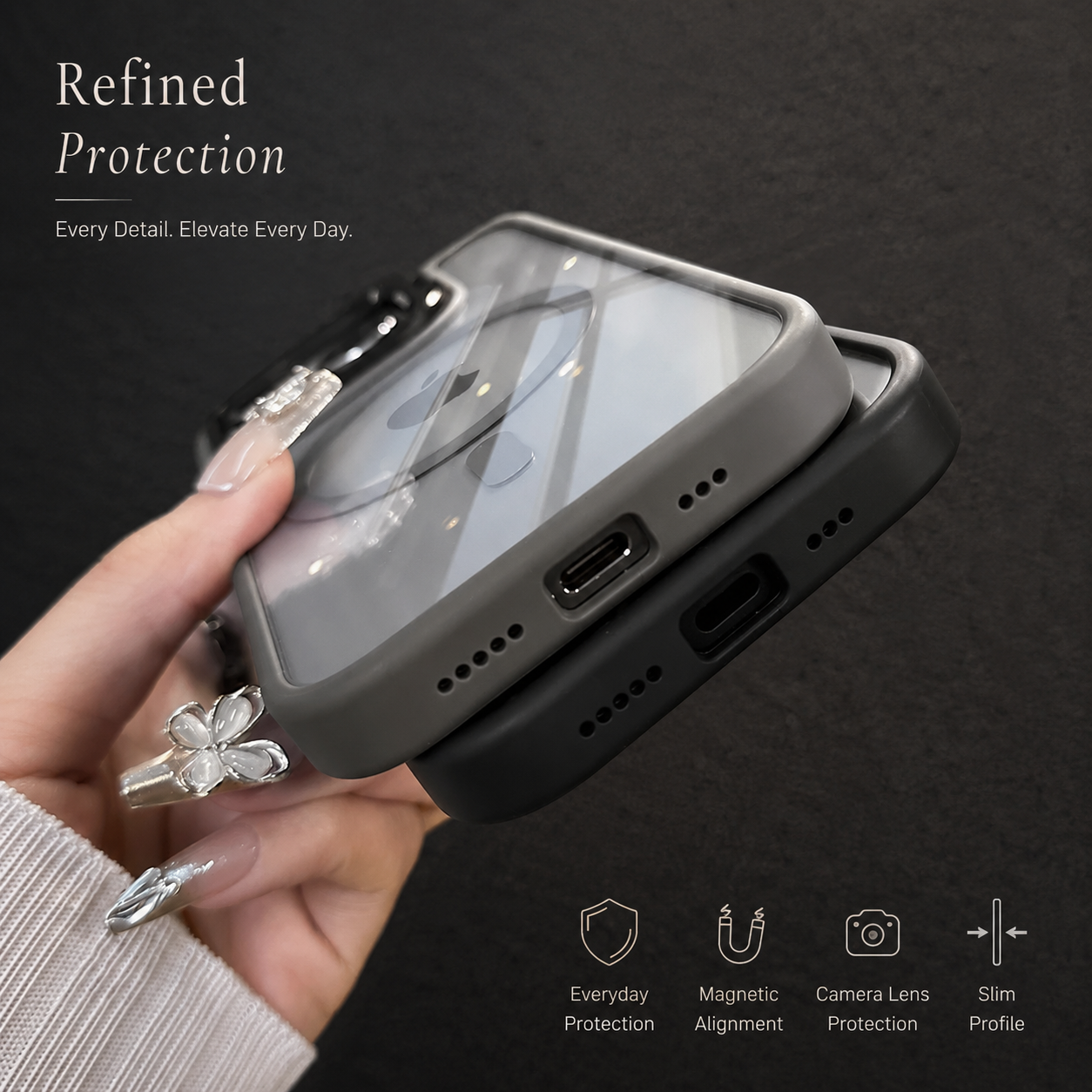 Premium iPhone Case MagSafe Compatible Shockproof Bumper Cover Full Body Protection Camera Lens Guard Slim Design