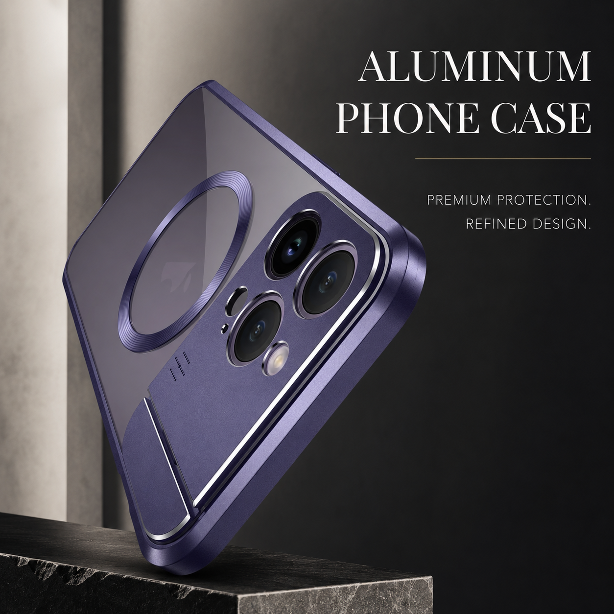 Premium iPhone Case MagSafe Compatible Shockproof Cover Metal Stand Aromatherapy Slot Slim Design