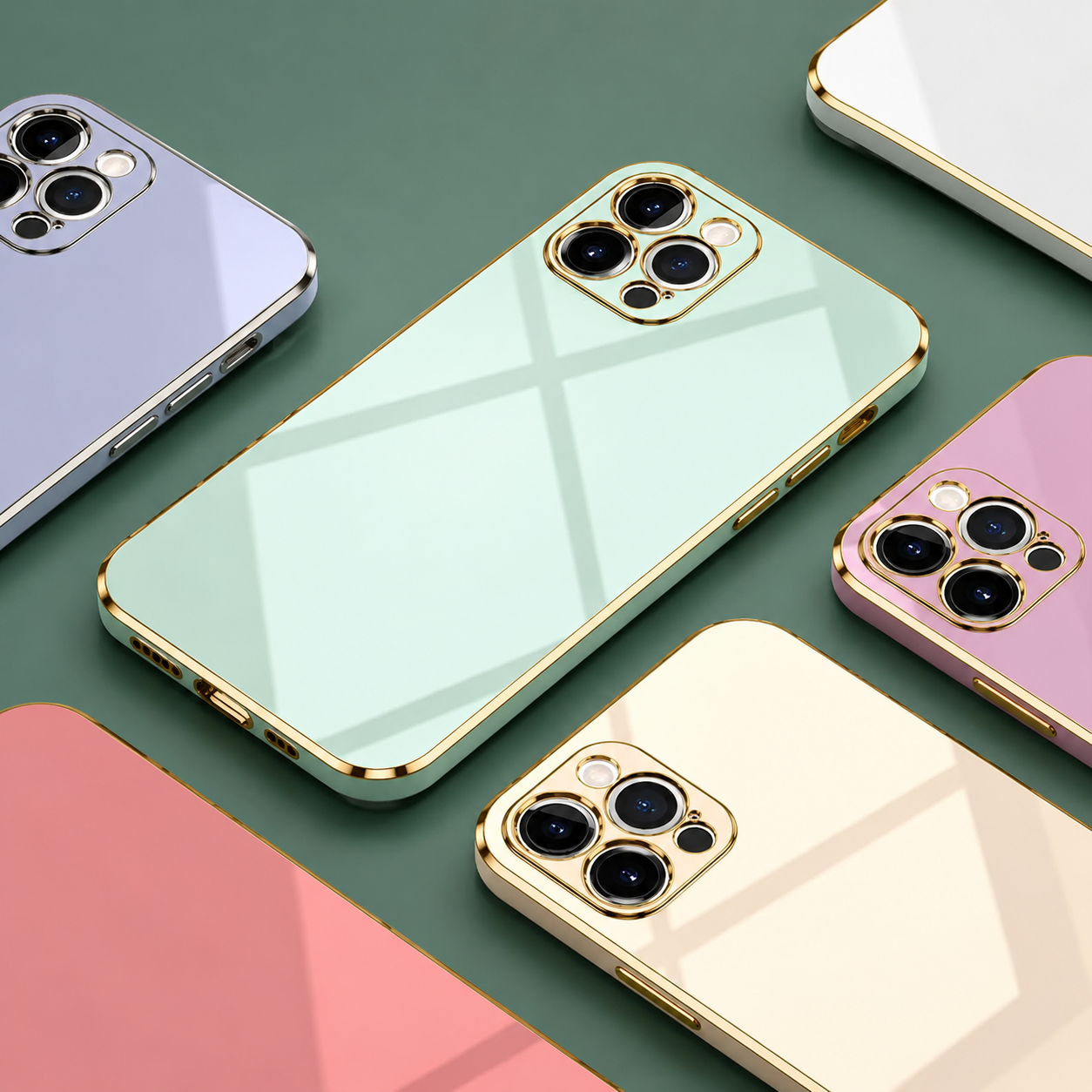 Premium iPhone Case MagSafe Compatible Silicone Glossy Square Texture Cover Shockproof Slim Protection